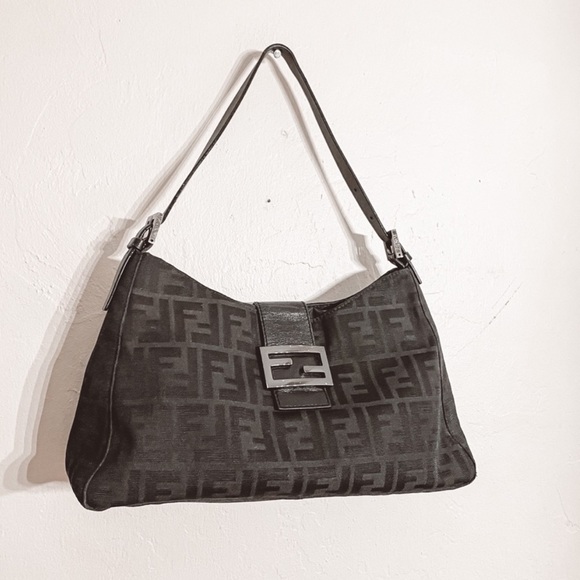 Fendi Handbags - FENDI Zucca Print FF Monogram Mama Baguette Black
